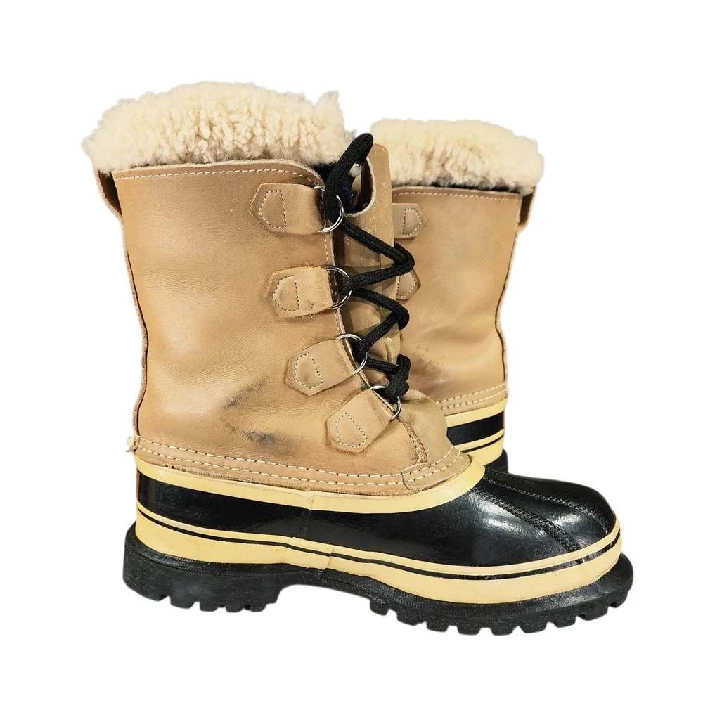 Vtg Sorel Caribou Kaufman Snow Boots sz 7 Mens Canada Leather Winter Waterproof - Picture 7 of 14